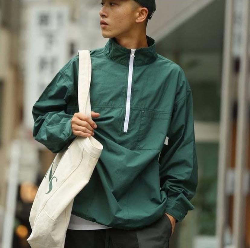 Pin Sktbs Cadet Collar Half Zip Woven Jacket Black Green