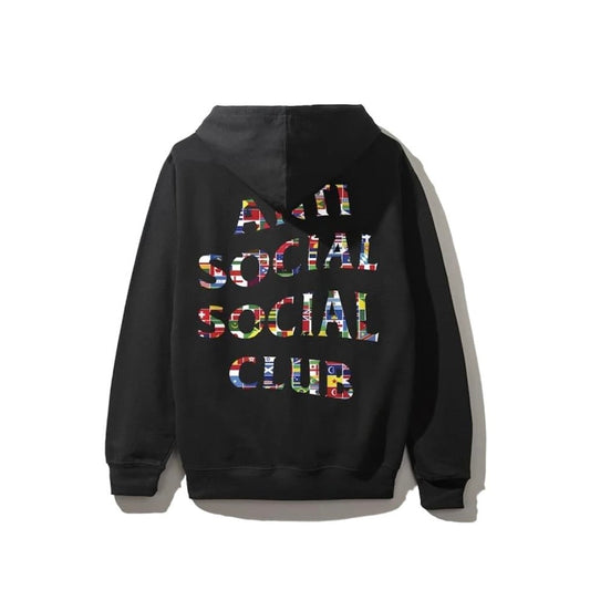 Anti Social Social Club ASSC Multi Flag Hooded Sweatshirt Hoodie Black 黑色國旗字