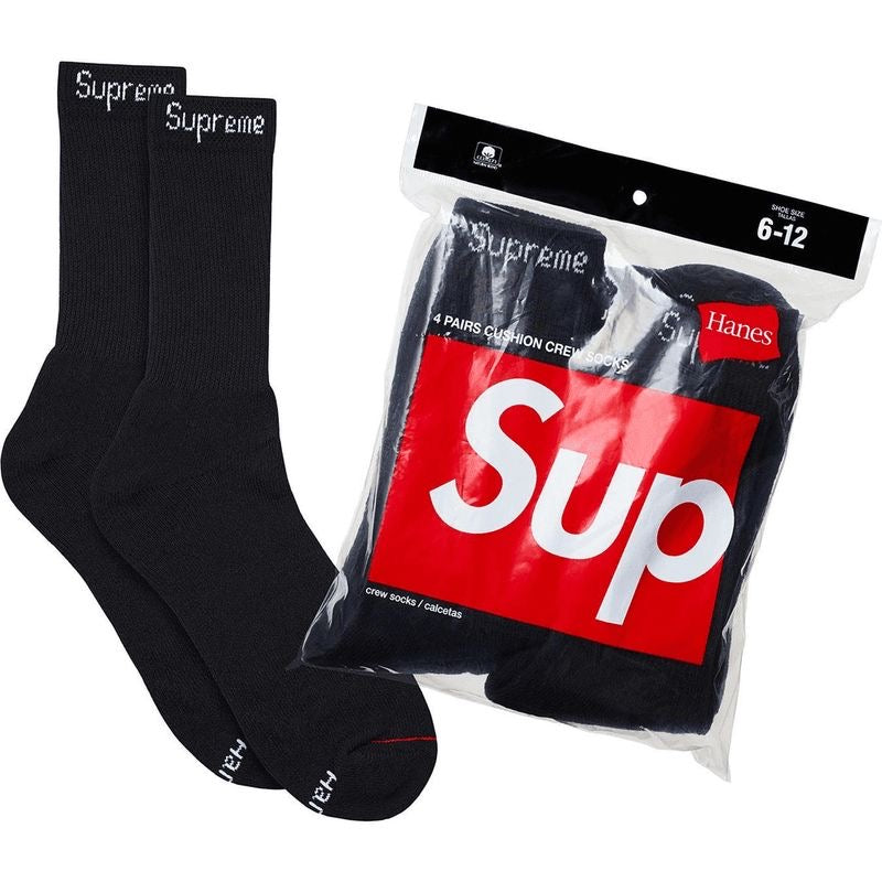 Supreme Hanes®️ Crew Socks Black White Olive Grey Pink Red Fluorescent Yellow