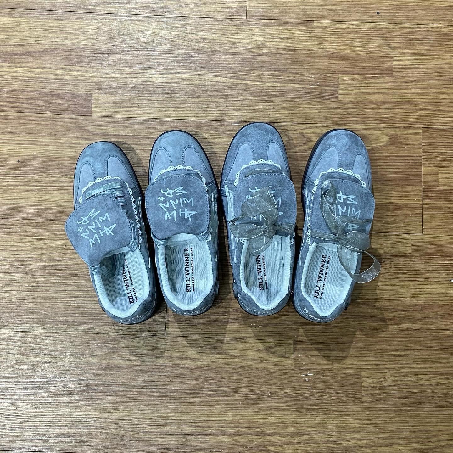 預訂 Preorder 韓國大熱 Killwinner 蕾絲花邊 緞帶 長舌 徳訓鞋 灰色 German Trainer Grey