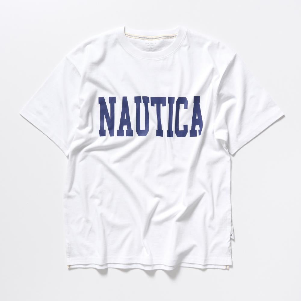 Nautica KR Big Lettering Logo Tee Charcoal Navy White