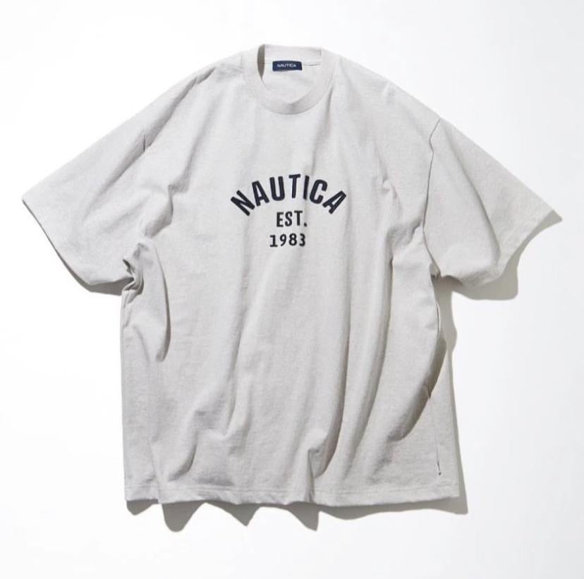 Nautica JP Felt Patch Arch Logo SS Tee Ash Grey Green Navy