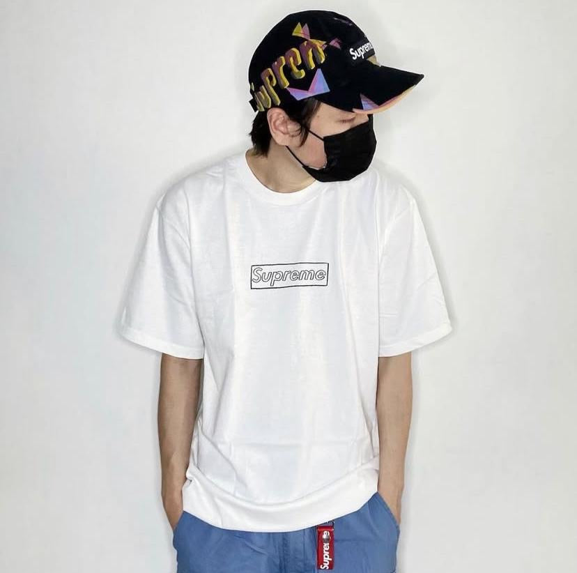Supreme x Kaws Chalk Box Logo Tee Black White