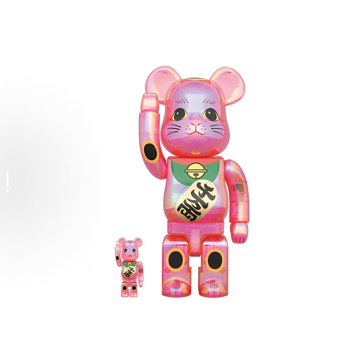Medicom Toy Bearbrick 招財貓 桃色透明 100% & 400% 1000% Be@rbrick 招き猫 Maneki Neko