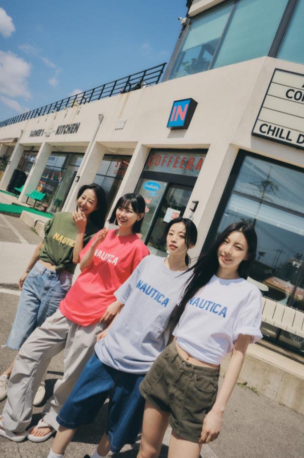 Nautica KR Slogan Basic Logo Tee Black Blue Carol Navy White