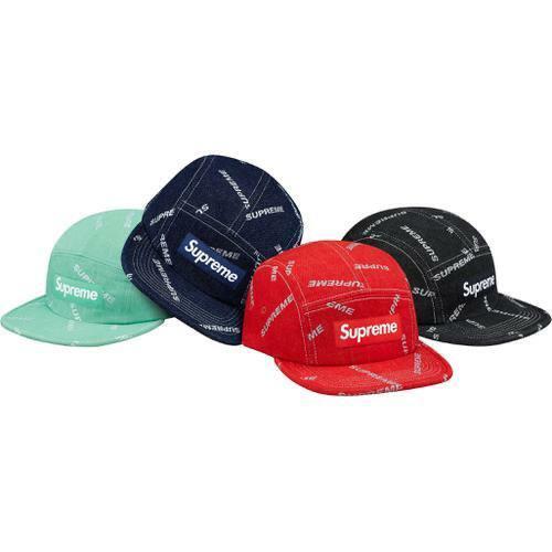 Supreme Denim Logo Camp Cap Black Navy