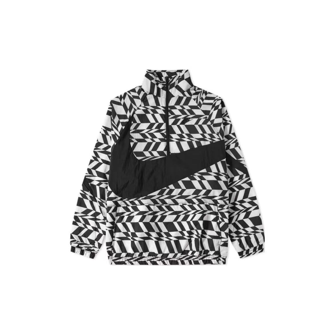 Nike NSW Ultra Swoosh Woven Half Zip Jacket Anorak Black White AO0862-100 AO0862100