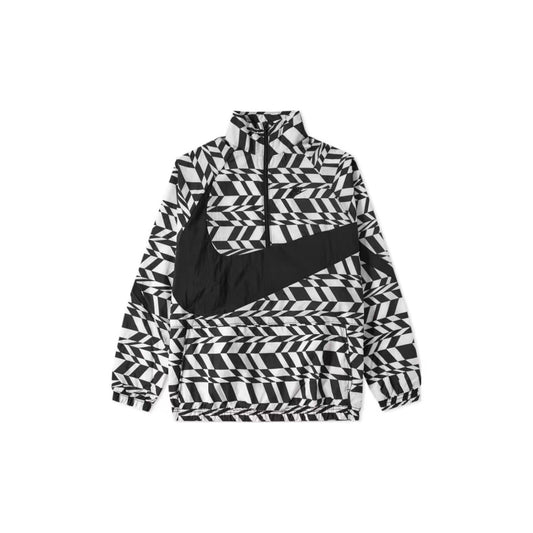 Nike NSW Ultra Swoosh Woven Half Zip Jacket Anorak Black White AO0862-100 AO0862100