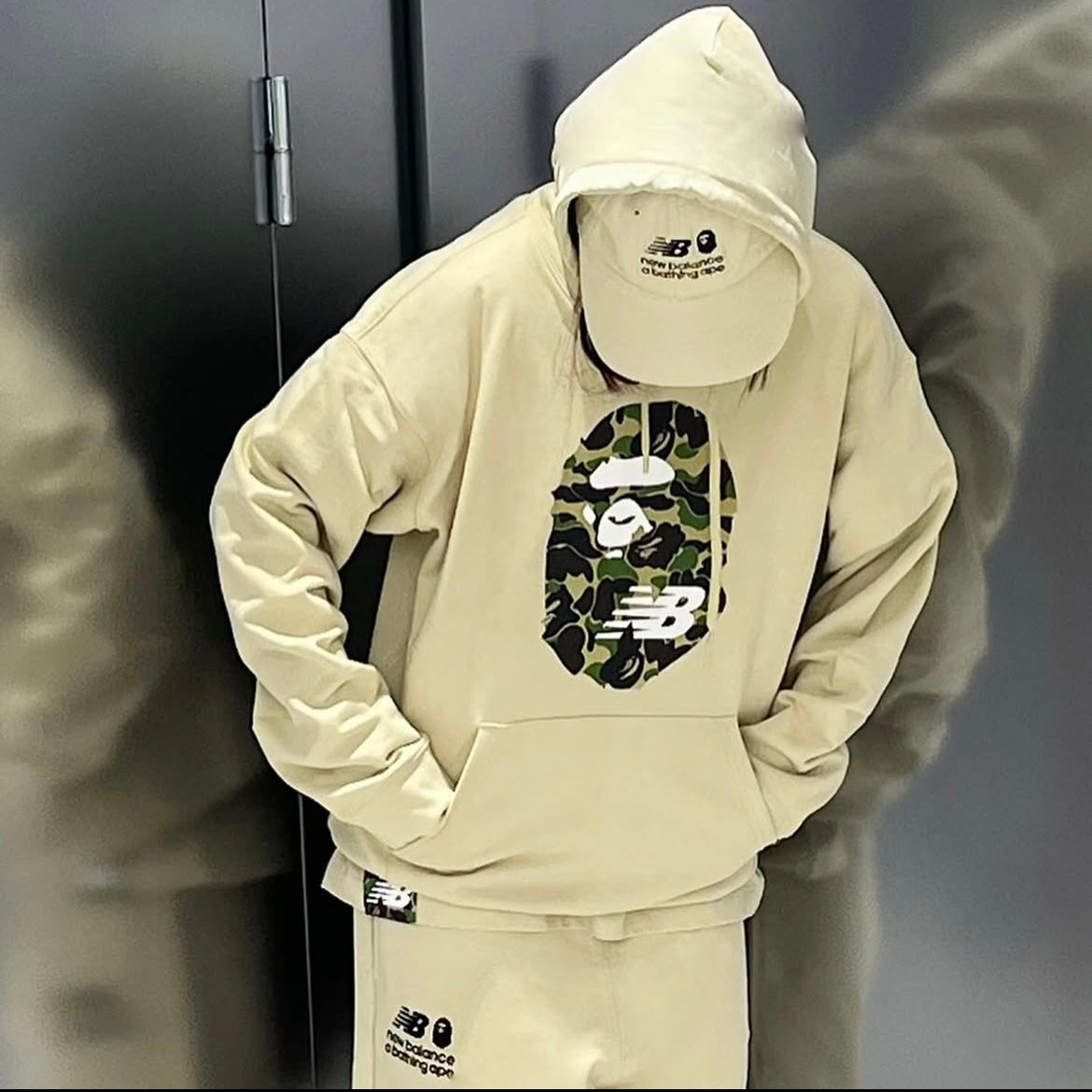Preorder 預訂 A Bathing Ape Bape x New Balance Logo Hooded Sweatshirt Grey Red Khaki 灰色 紅色 卡其