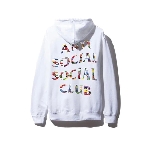Anti Social Social Club ASSC Multi Flag Hooded Sweatshirt Hoodie white 白色國旗字