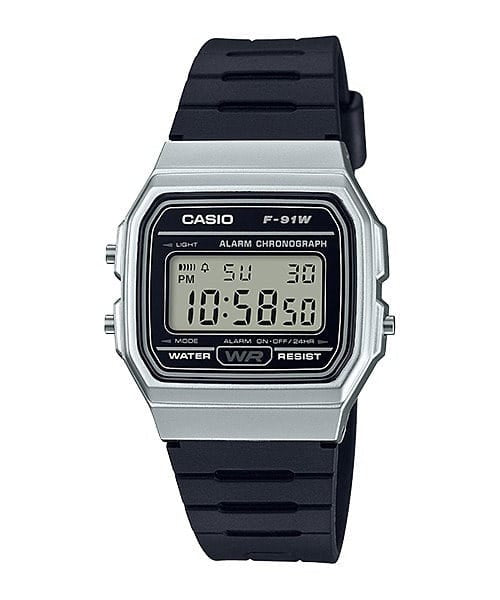 Casio F-91WM-7ADF Black 中裝 黑色銀殻方形復古跳字錶 (淨錶)