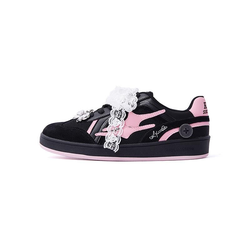 預訂 Preorder 韓國大熱 Killwinner 蕾絲花邊 緞帶 長舌 徳訓鞋 黑粉 German Trainer Black Pink