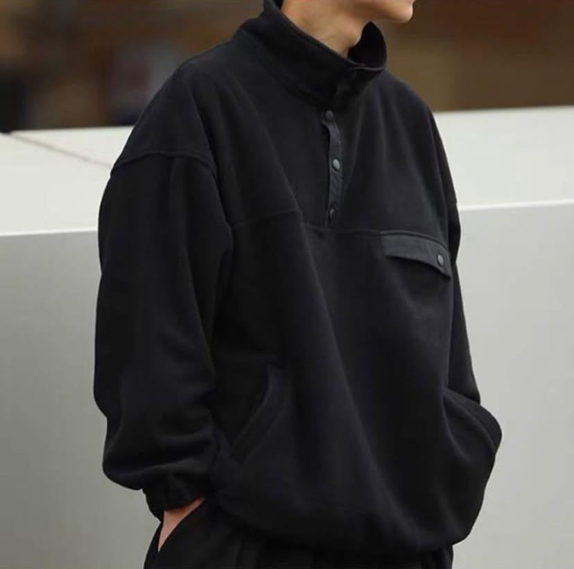 Pin Sktbs Cadet Collar Fleece Pullover Black Navy