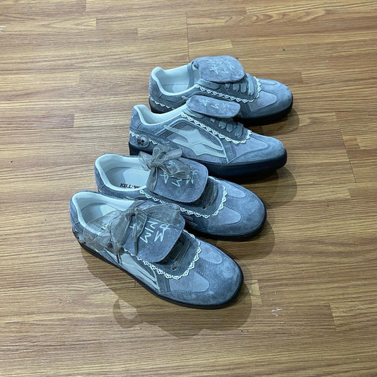 預訂 Preorder 韓國大熱 Killwinner 蕾絲花邊 緞帶 長舌 徳訓鞋 灰色 German Trainer Grey