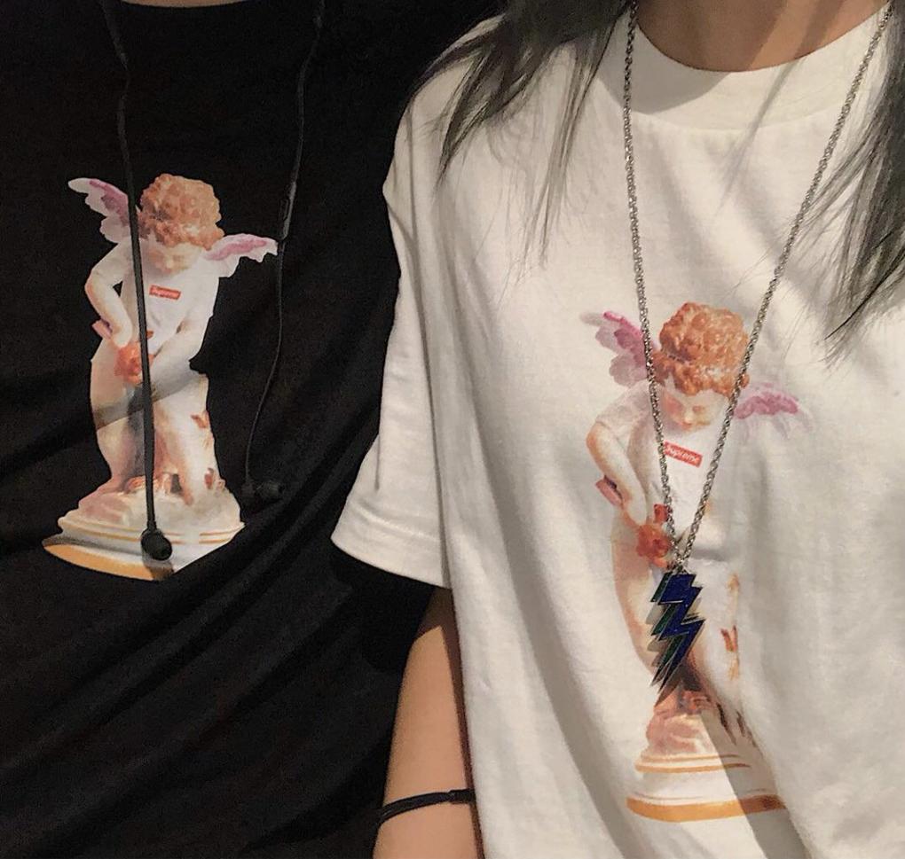 Supreme Cupid Tee Heather Grey White Navy Red Brunt Rust