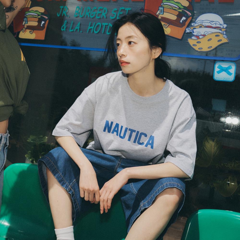 Nautica KR Slogan Basic Logo Tee Black Blue Carol Navy White