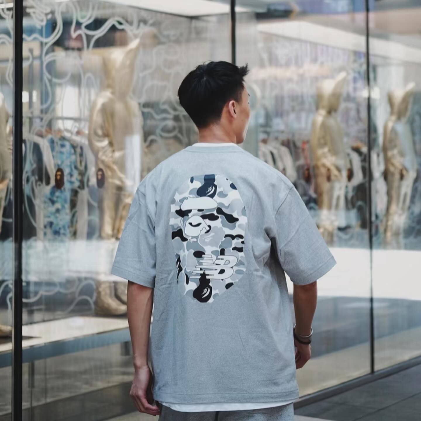 New Balance x A Bathing Ape BAPE Head Logo Tee Grey