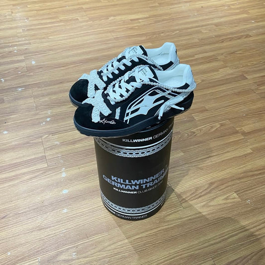 預訂 Preorder 韓國大熱 Killwinner 蕾絲花邊 緞帶 長舌 徳訓鞋 黑白色 German Trainer Black