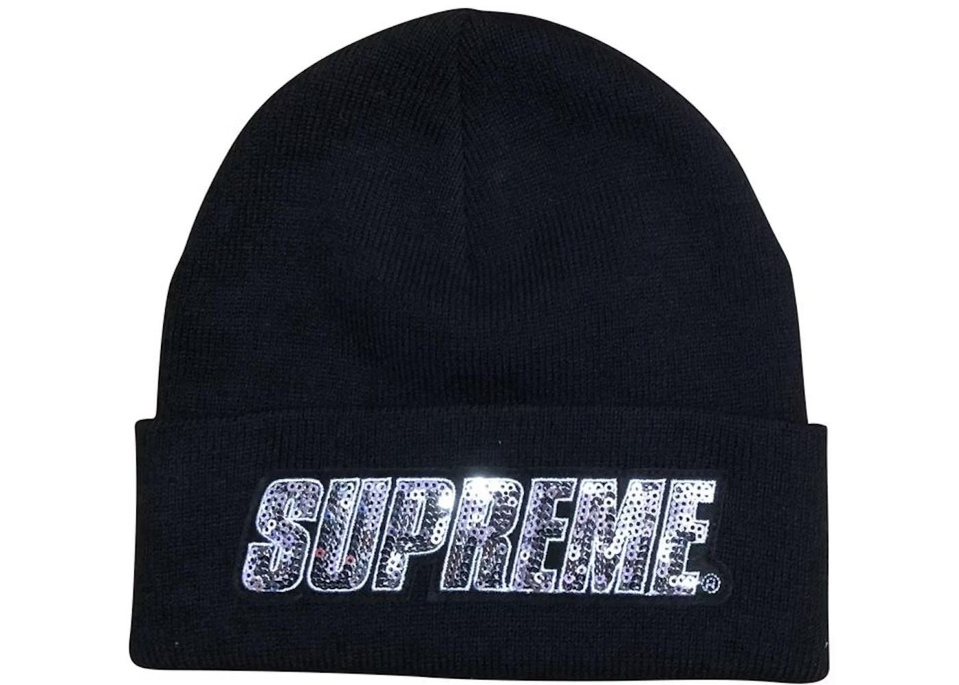 Supreme Sequin Beanie Black Navy Red
