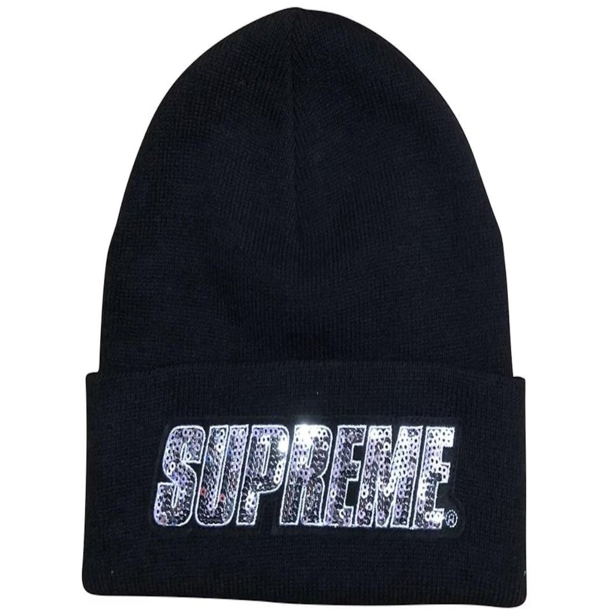 Supreme Sequin Beanie Black Navy Red