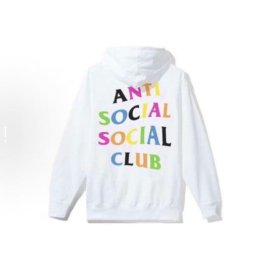 Anti Social Social Club ASSC Rainbow Hooded Sweatshirt Hoodie White 白色彩虹字