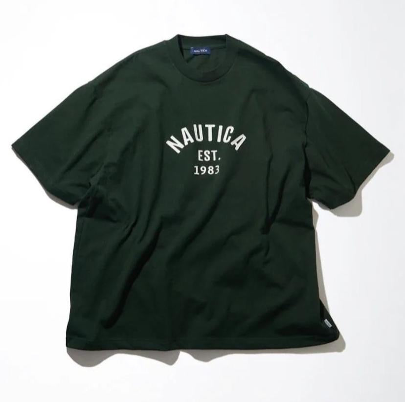 Nautica JP Felt Patch Arch Logo SS Tee Ash Grey Green Navy
