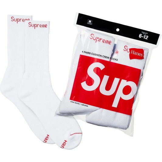 Supreme Hanes®️ Crew Socks Black White Olive Grey Pink Red Fluorescent Yellow