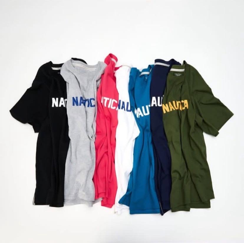 Nautica KR Slogan Basic Logo Tee Black Blue Carol Navy White