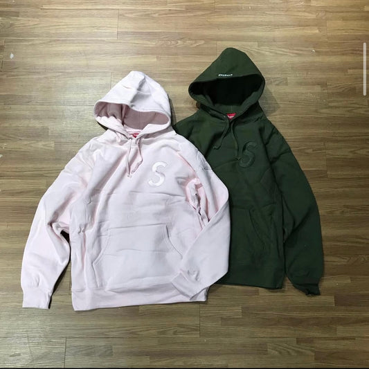 Supreme Tonal S Logo Hooded Sweatshirt Hoodie Dark Olive Pale Pink