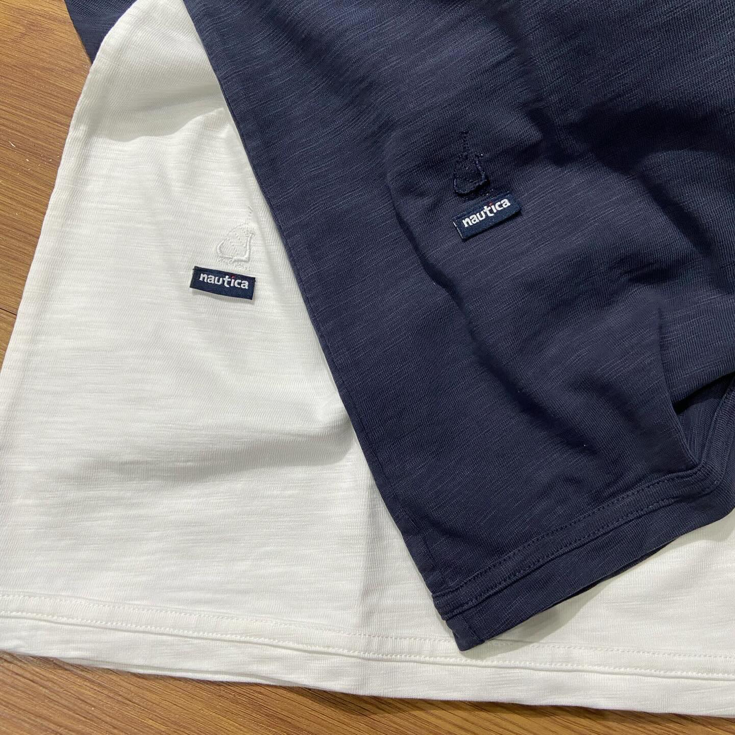 Nautica White Sail Label Line Logo Bamboo SS Tee
