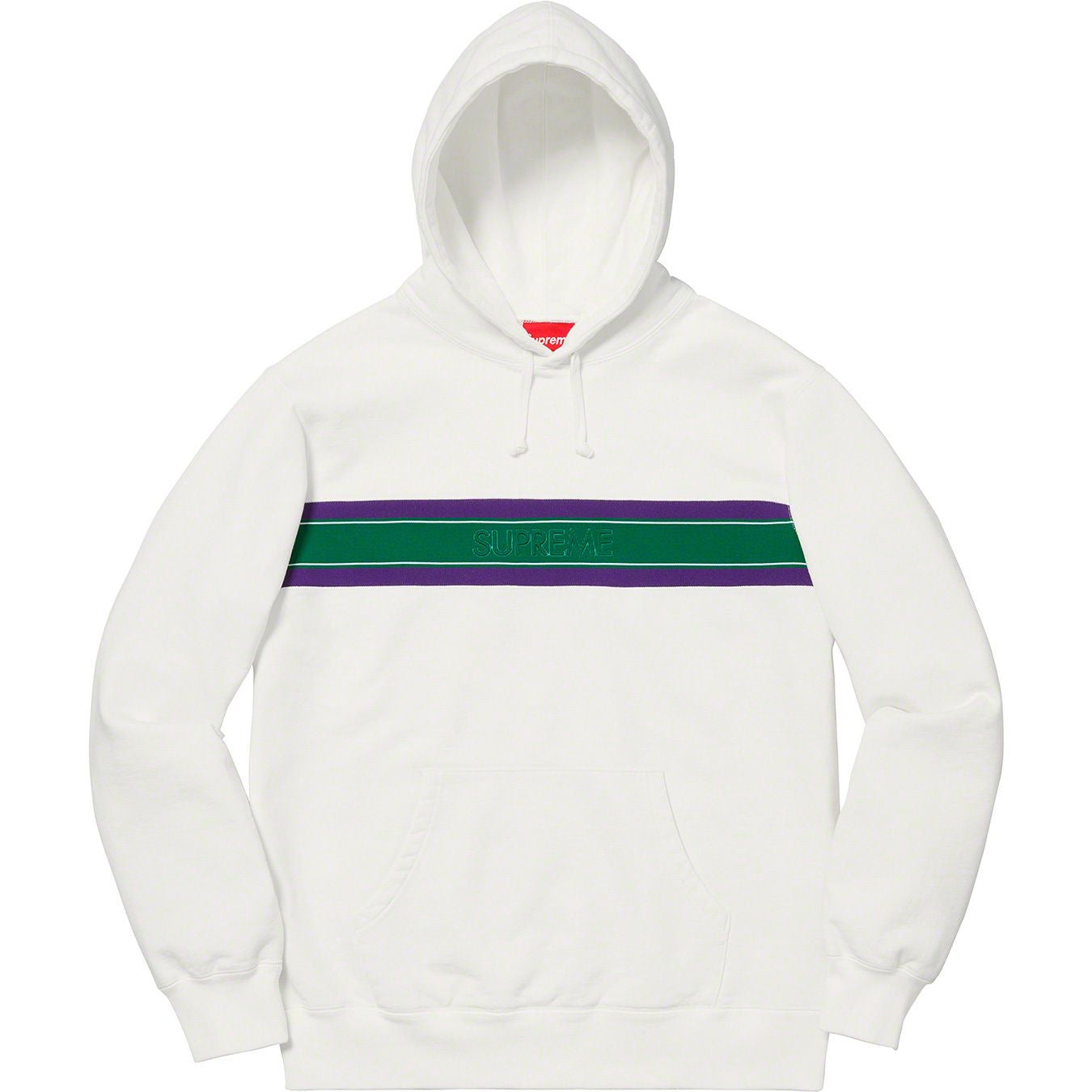 Supreme Chest Stripe Logo Hooded Sweatshirt Hoodie White