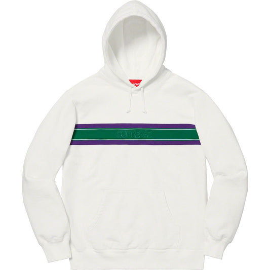 Supreme Chest Stripe Logo Hooded Sweatshirt Hoodie White
