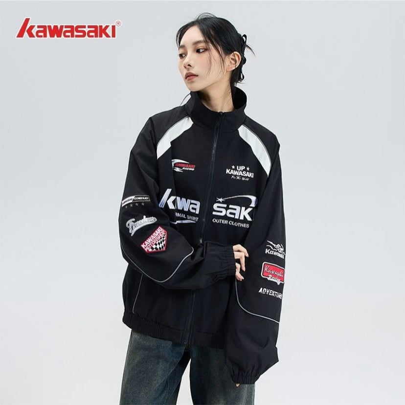 Kawasaki Racing Jacket Black 川崎 美式復古刺繡 機車風夾克