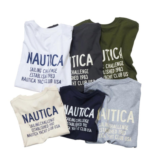 Nautica KR Sailing Yacht Back Logo Tee Charcoal Navy Olive White