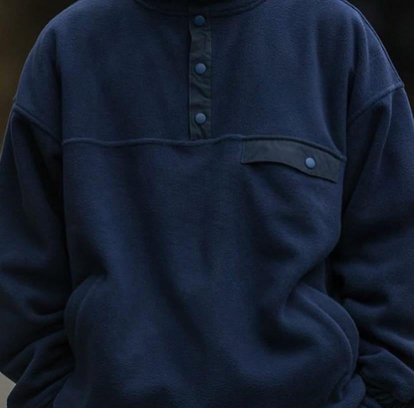 Pin Sktbs Cadet Collar Fleece Pullover Black Navy