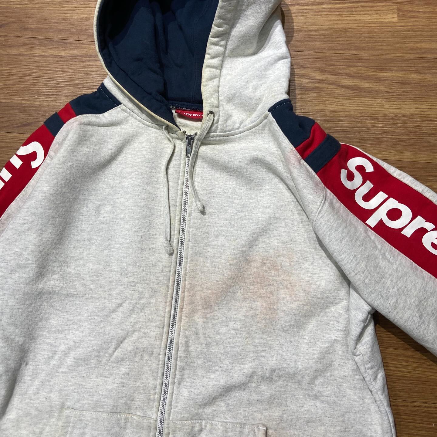 Supreme Hooded Track Zip Up Sweater Grey (Used)