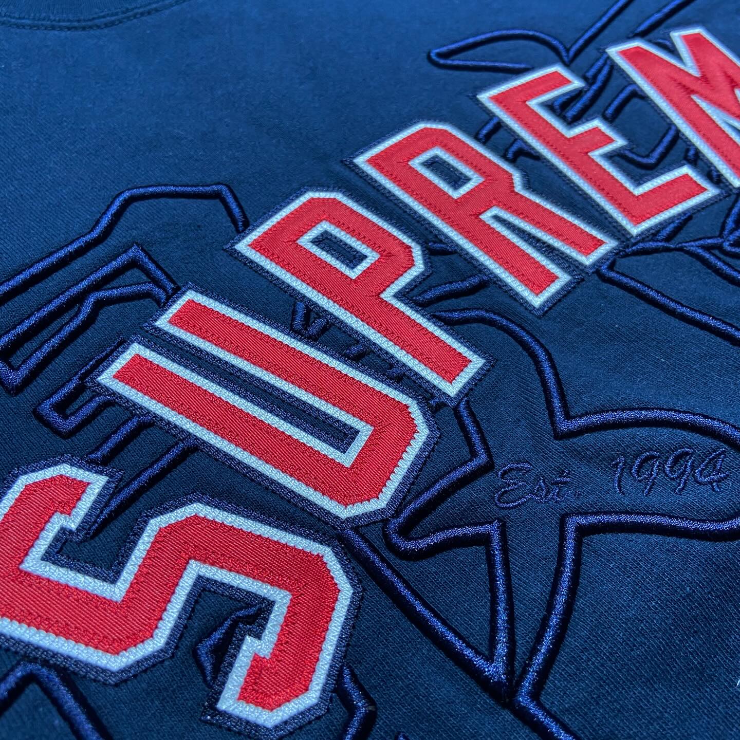 Supreme Arch Logo 最高 Sweat Crewneck Navy (Display Item)