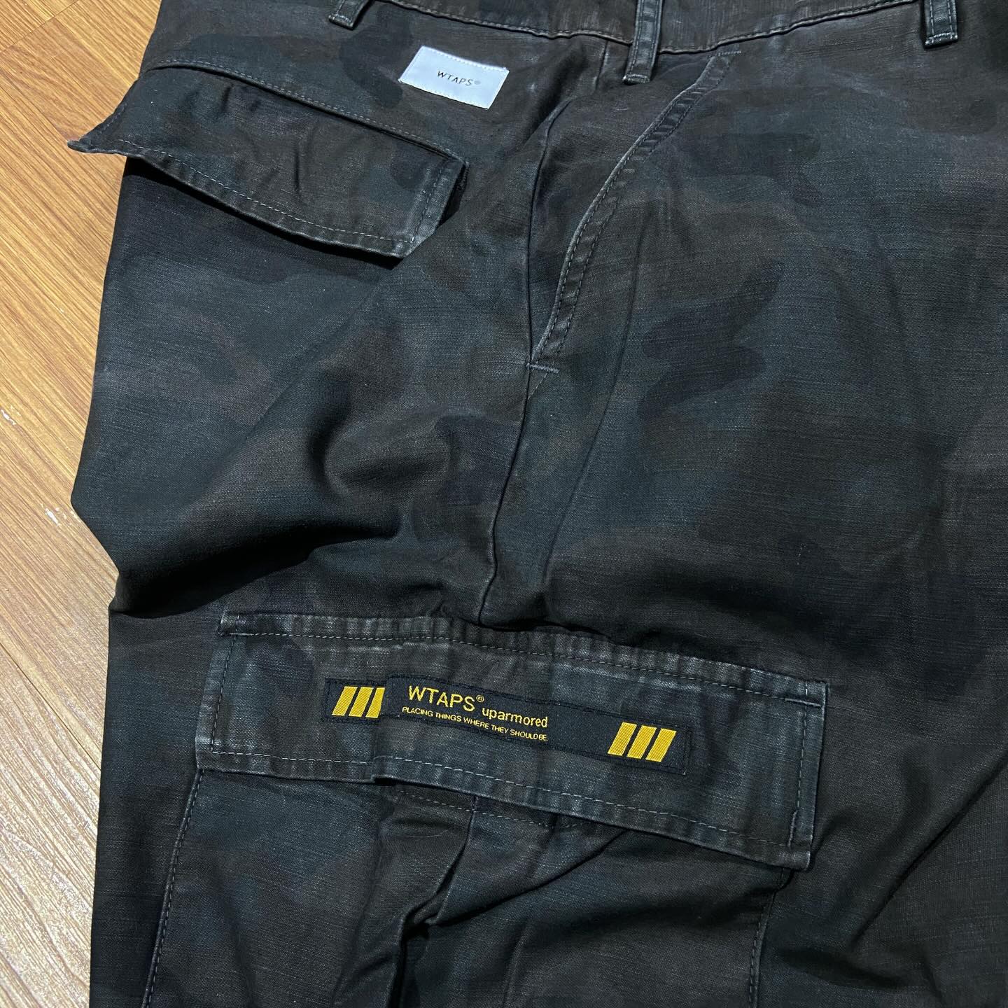WTAPS JUNGLE STOCK 02 TROUSERS / COTTON. SATIN CAMO Washed Black (Used)