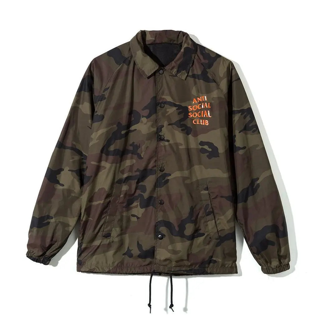 Anti Social Social Club ASSC Camo Coach Jacket Green Camo Orange 黑色橙字