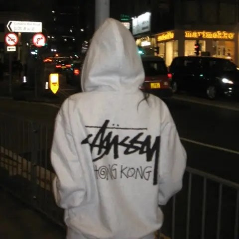 Stussy Logo Hooded Zip Up Hong Kong (香港限定🇭🇰) Heather Grey (Used)