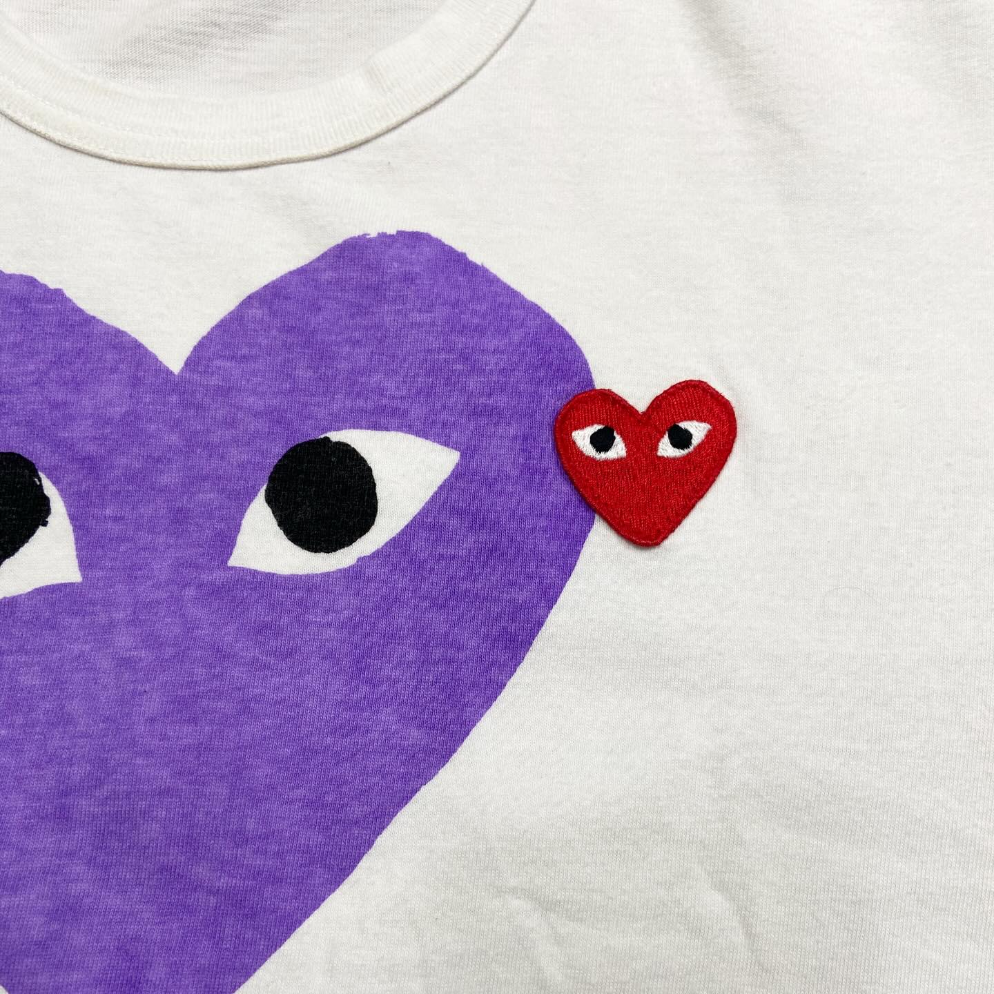 Comme des Garçons (CDG) Play Heart Tee White Women 大紫細紅心 (Used)