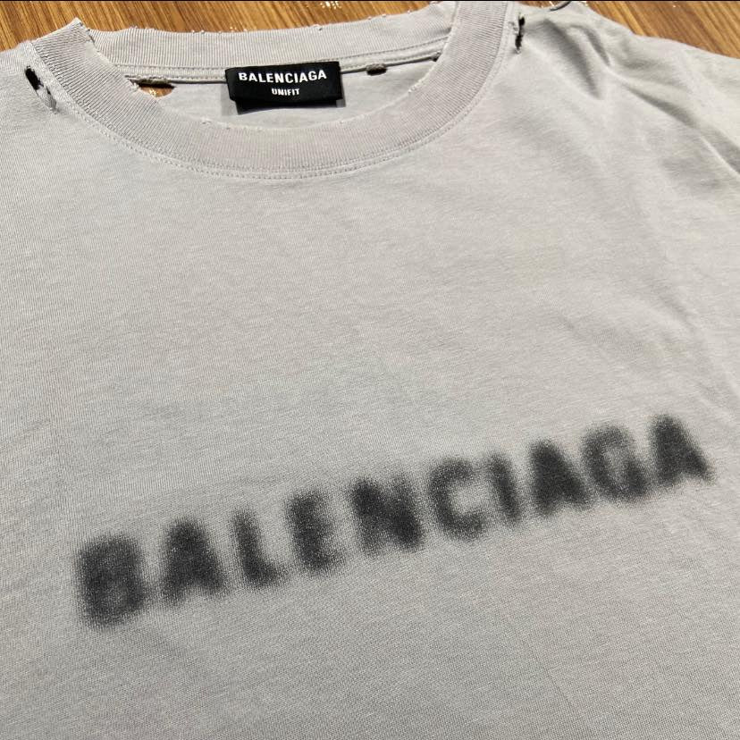 Balenciaga Blurry Distress Pixel Tee (Made in Portugal) Grey (Display Item)