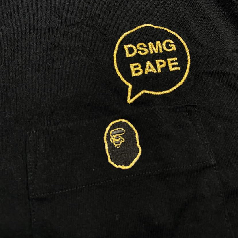 A Bathing Ape (BAPE) x Dover Street Market Ginza (DSMG) 金繡線 Pocket Tee SS (Made in Japan) Black (Display Item)