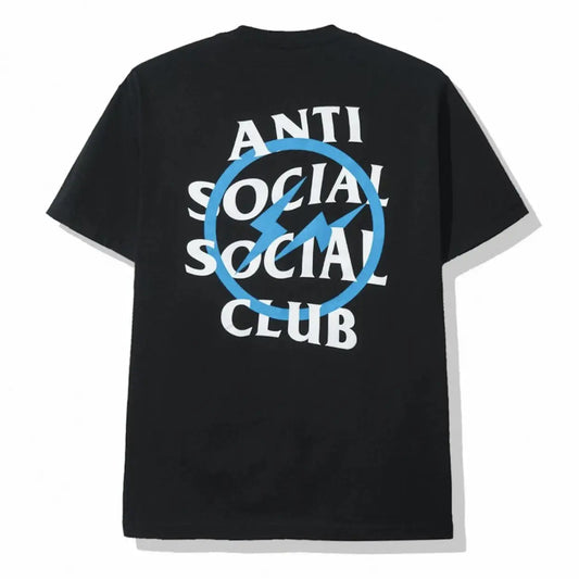 Anti Social Social Club ASSC x Fragment Blue Bolt Tee Black (Made In USA)