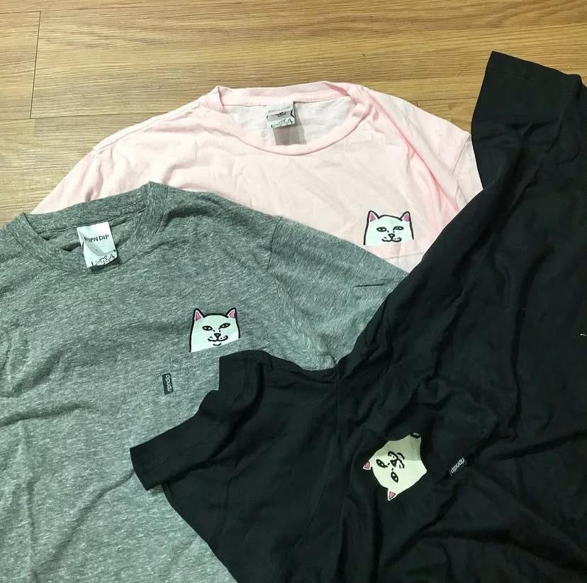 🇺🇸Ripndip Lord Nermal Pocket Tee Black Pink Grey 中指貓