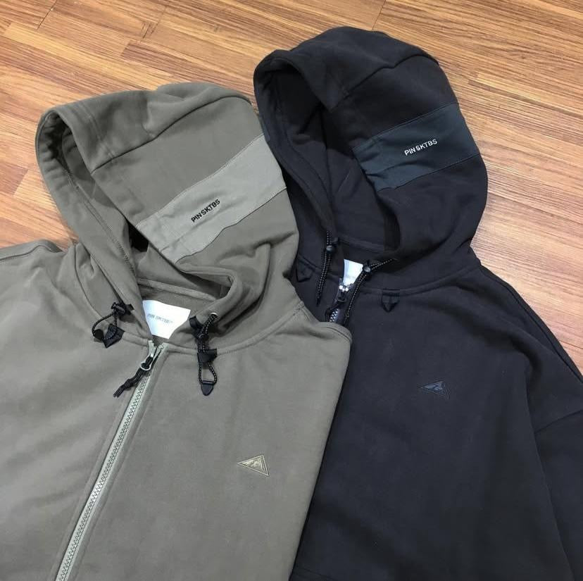Pin Sktbs Sweat Hooded Trail Full Zip Up Black Olive