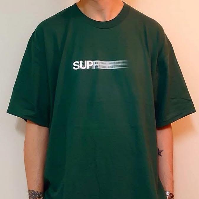 Supreme Motion Logo Tee Black Grey White Dark Green