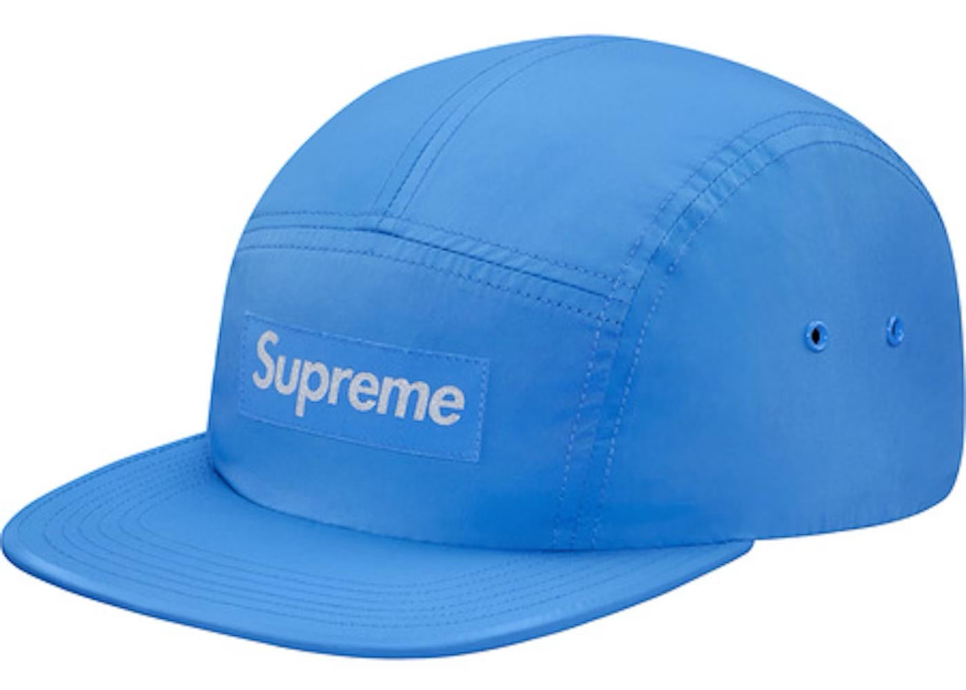 Supreme Printed 3M Reflective Logo Camp Cap Light Blue