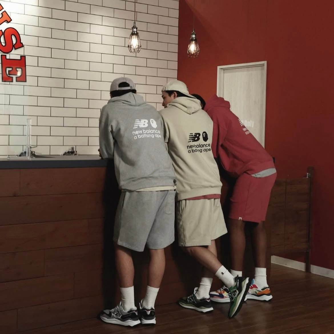 Preorder 預訂 A Bathing Ape Bape x New Balance Logo Hooded Sweatshirt Grey Red Khaki 灰色 紅色 卡其