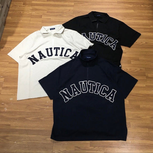 Nautica JP Arch Logo Half Zip SS Tee